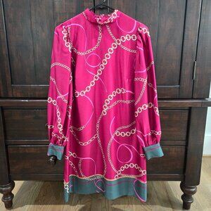 Ann Taylor Chain Print Mock Neck Shift Dress